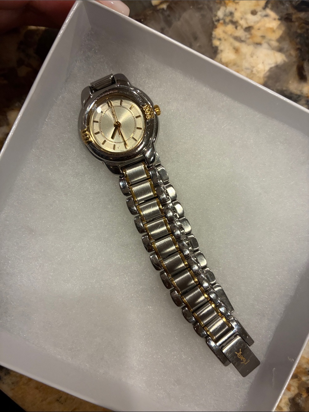 Yves Saint Laurent Two-Tone Gold and Silver Women's Bracelet Watch